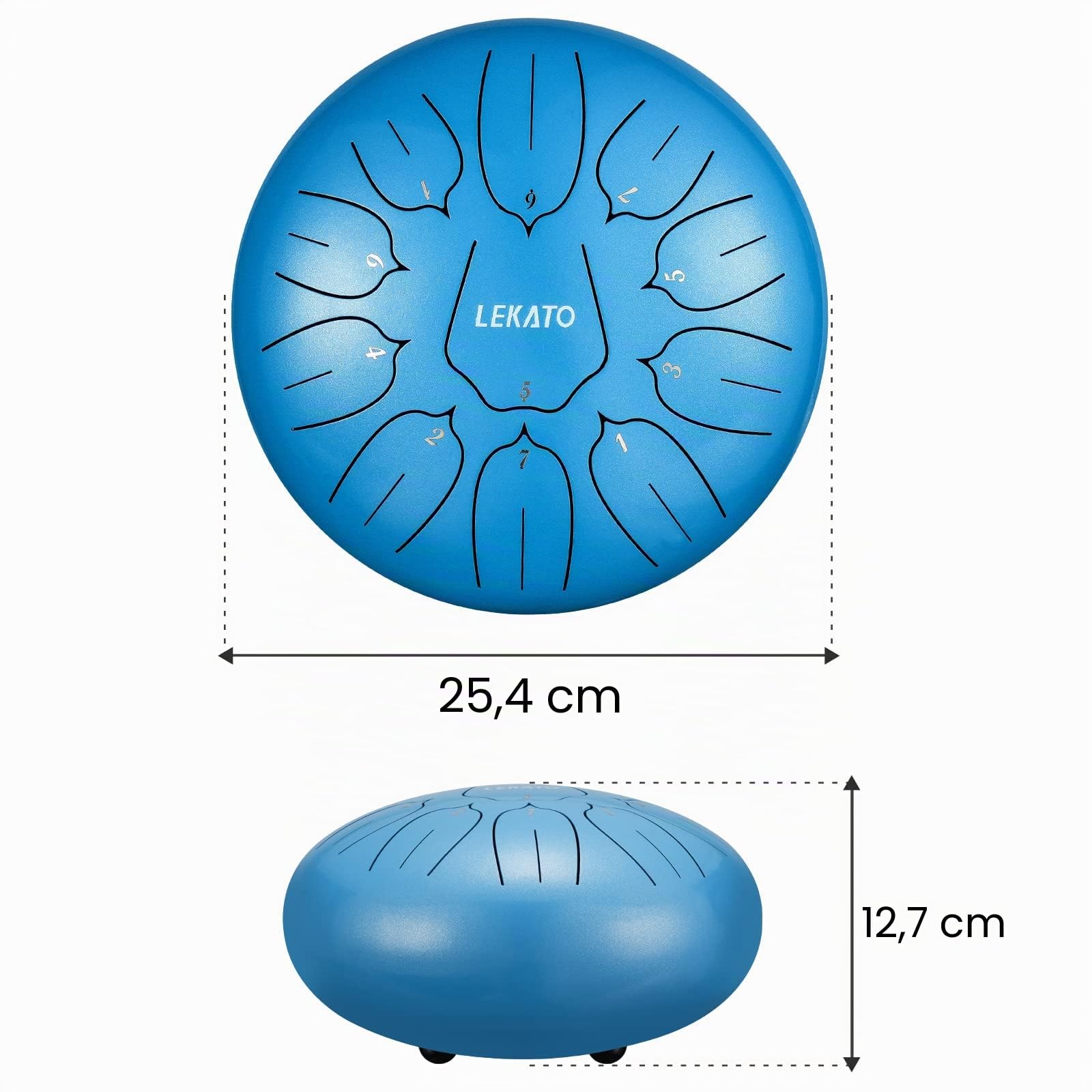 LEKATO Steel Tongue Drum 10 Pollici 11 Toni, Tamburo in Acciaio Handpan Strumento a Percussione per Prestazione Meditazione Yoga con Borsa per Il Trasporto Bacchette