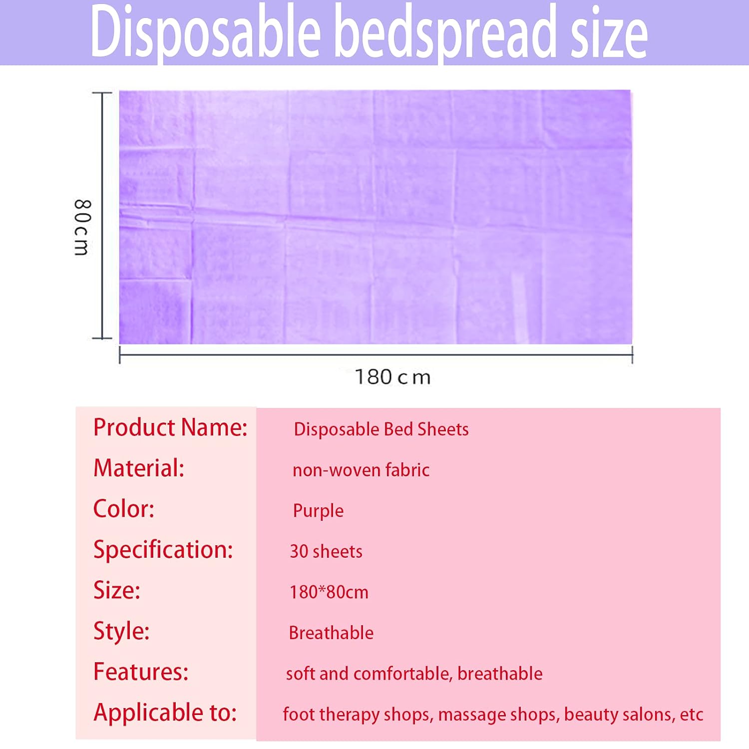 30 PCS Massage Table Sheets Sets,Massage Table Sheets Disposable，HOINCO Spa Massage Bed Cover 70.9 x 31.5 in(Purple) : Beauty & Personal Care