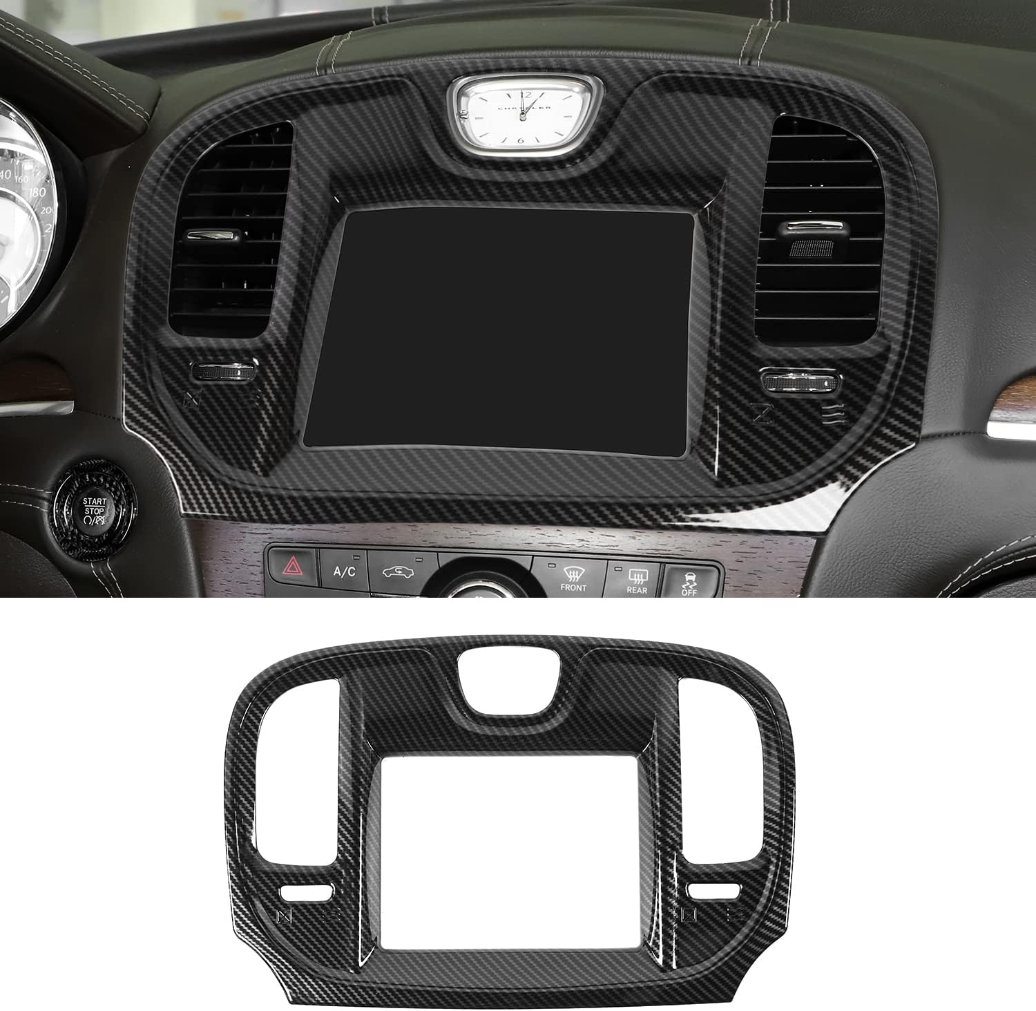 Voodonala Center Console Dashboard Navigation Panel Cover for Chrysler 300/300C 2015-2022 Interior Decoration Accessories
