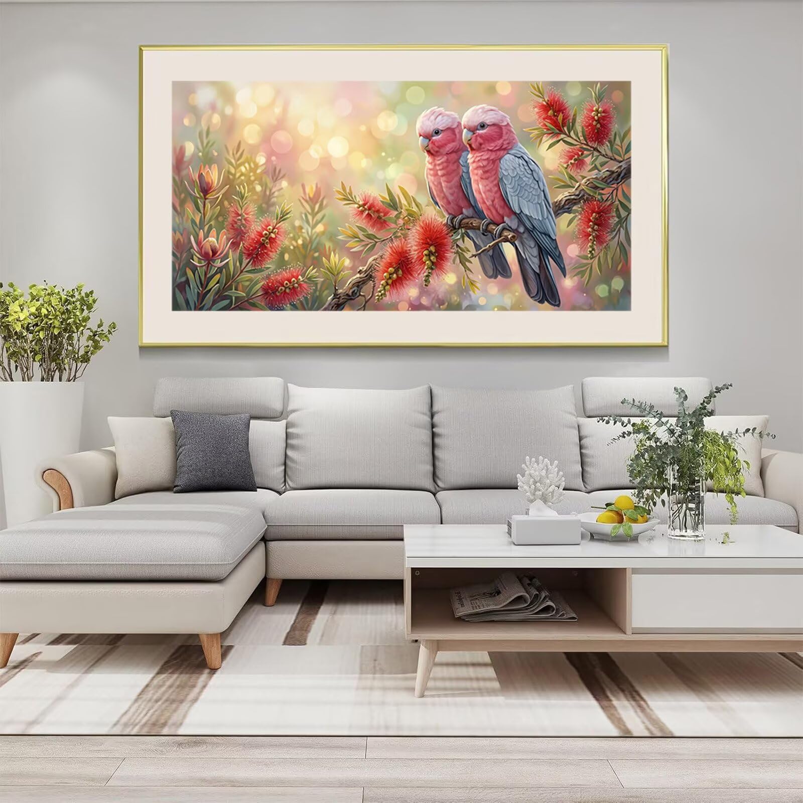 Diamond Painting Vogel, Blume Diamond Painting Erwachsene, 5D Vollbohrer Diamanten Paint by Numbers, Kreatives für Erwachsene Mosaik Bastelset für Home Wand Deko, Geschenke für Frauen 80x160cm,Cod-884