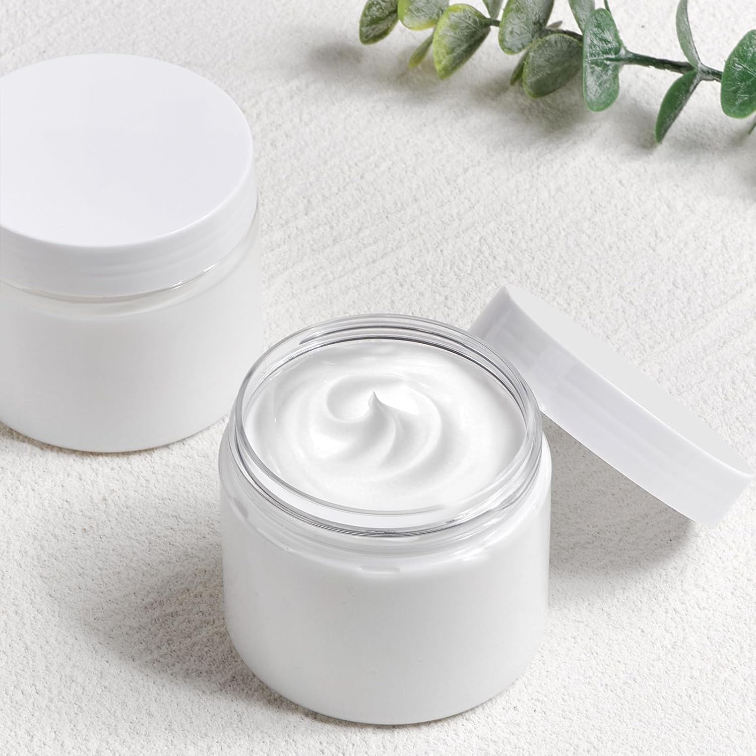 48 Pack 6 Oz Plastic Jars with White Lids, 6oz Small Plastic Containers with Lids for Cosmetic Makeup Beauty Products, Slime, Sample, Travel, BPA Free | Wide Mouth | Refillable