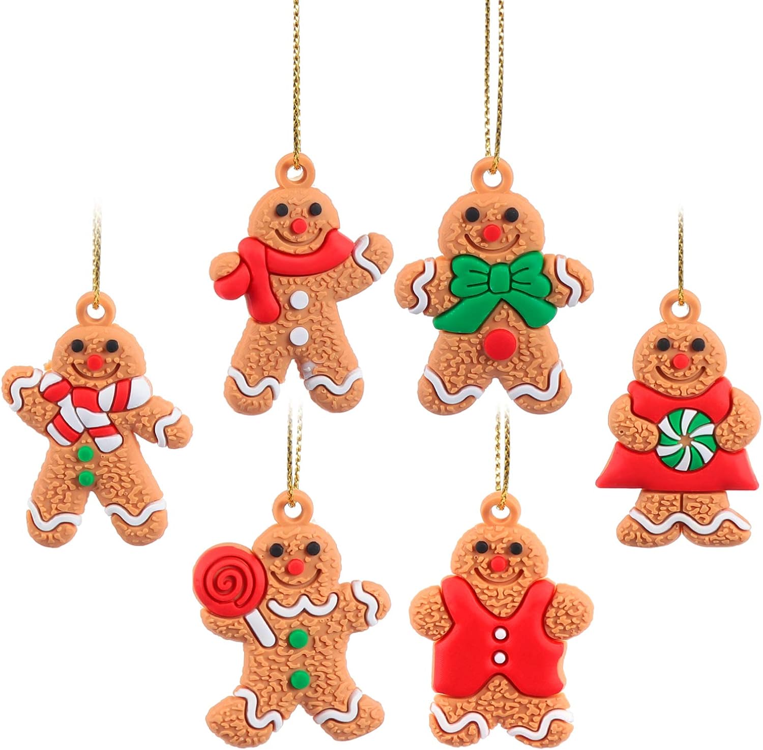 PRETYZOOM 12pcs Christmas Gingerbread Man Ornaments Clay Gingerbread Man Figurine Doll Gingerman Snowman Cookie Rustic Christmas Tree Hanging Decorations Holiday Party Goodie Bags Fillers - Image 5