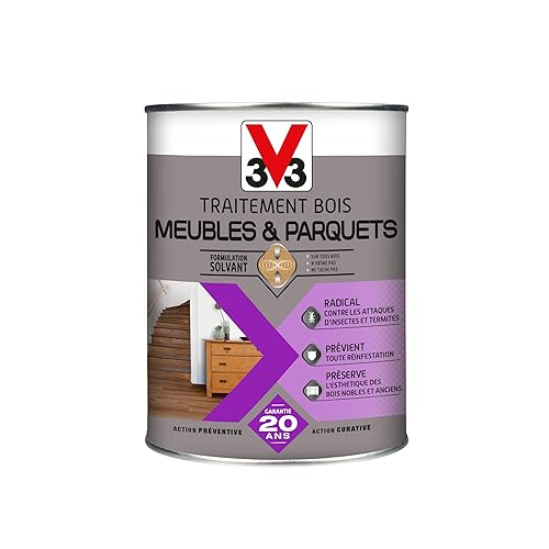 V33 Traitement bois meubles & parquets, Incolore 1L