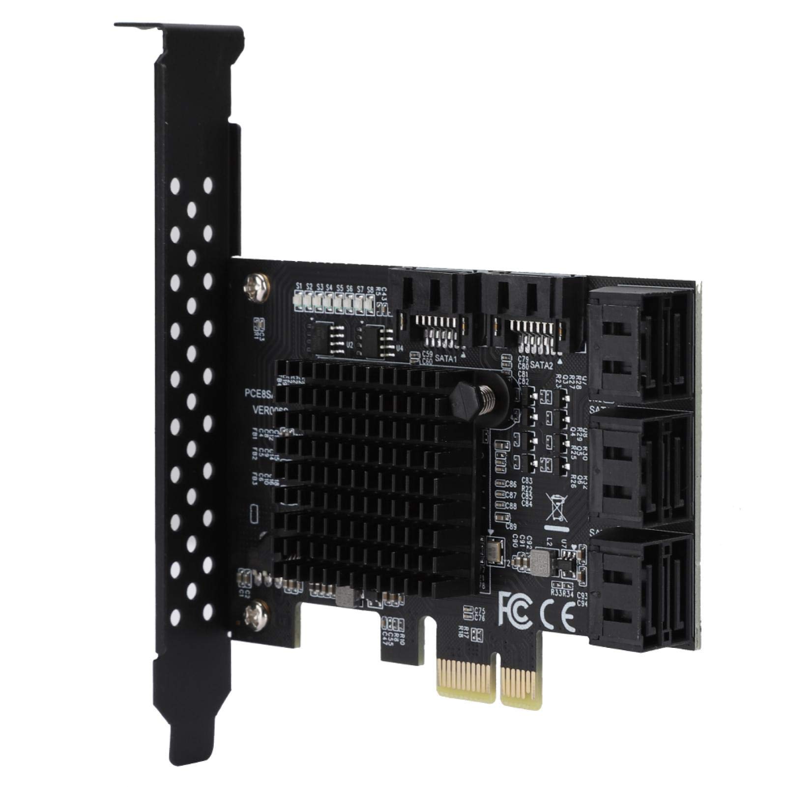 Tarjeta de expansión, PCI-E a SATA 3.0 Tarjeta controladora Tarjeta de expansión de Interfaz SATA 3.0 de 8 Puertos con Disco de Controlador, para 7/8 / XP / 10