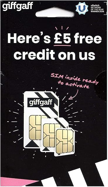 SIM Card 2G 3G 4G  Giffgaff O2 Multi Size Standard Micro Nano £5 Bonus Credit After You Top-Up £10 First Time. Calls Texts Data. Pay As You Go iPhones Android Phones Tablets Watches GPS Trackers.