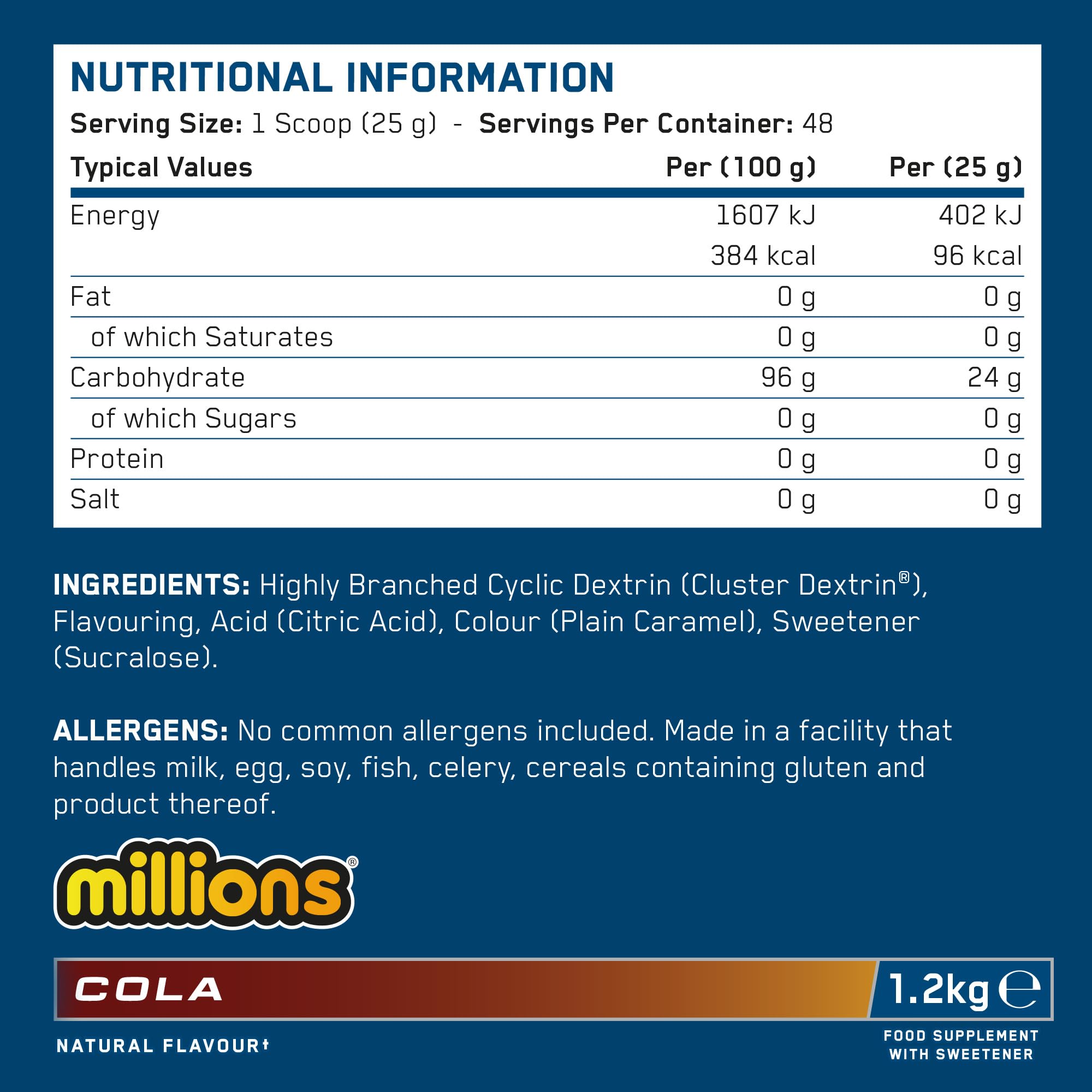 Applied Nutrition Carb-X Cyclic Dextrin, Cola Millions, 1,2kg, 48 Portions