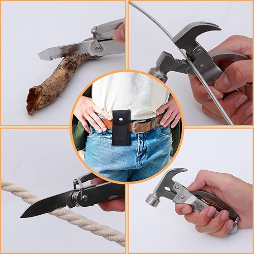 Miniatura 4 de Regalos para el día del padre para papá de hija hijo BEST DAD EVER Hammer multiherramienta accesorios de campamento 12 en 1 bolsillo