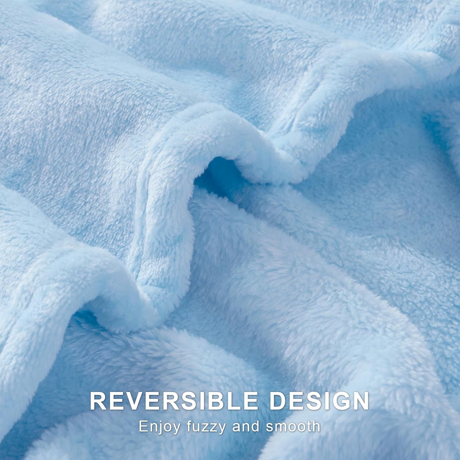 Hansleep Fleece Light Blue Queen Blanket, Super Soft Flannel Fuzzy Plush Cozy Blanket for All Seasons, Light Blue, Queen 90x90 Inches - Image 8