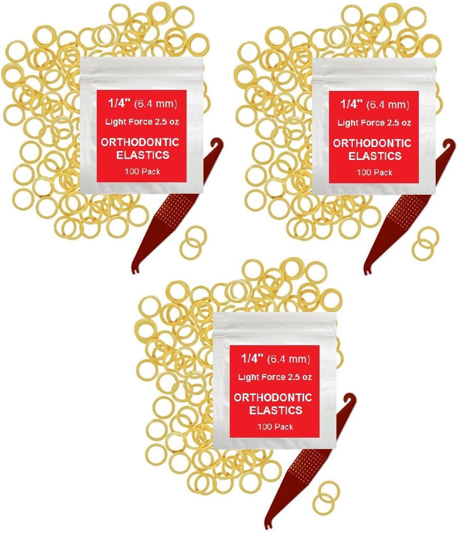 1/4 Inch Orthodontic Elastic Rubber Bands, 300 Pack, Natural, Light 2.5 Ounce Small