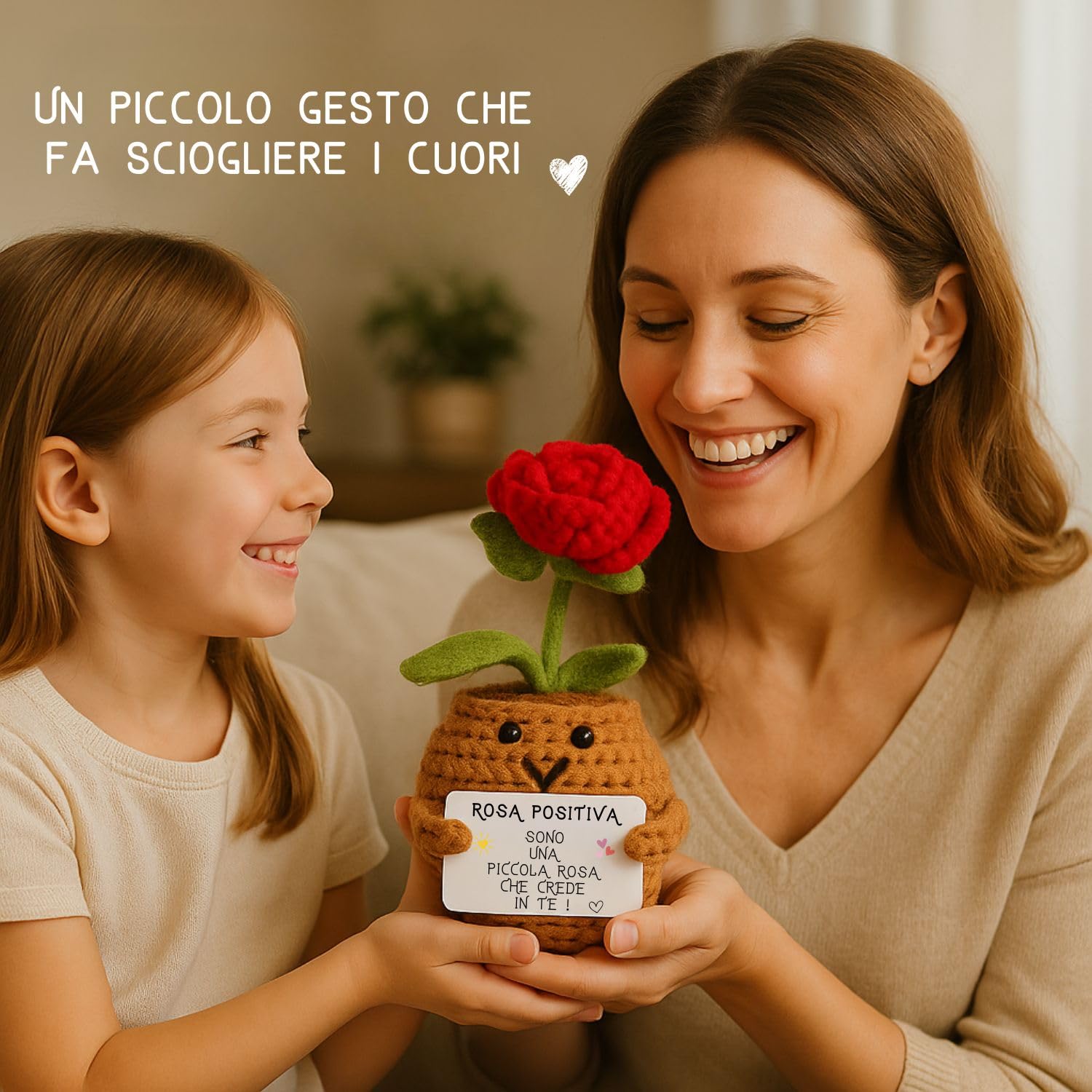 Rosa Positiva | Idea Regalo Romantica per Donna e Coppia | Festa della Mamma, Compleanno Amica Fidanzata Moglie | Sorpresa per Lei | Fiore Eterno Decorativo | Amore & Dolcezza | Decorazione Casa Cute - 4