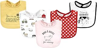 Hudson Baby Unisex Baby Cotton Bibs, Girl Farm, One Size