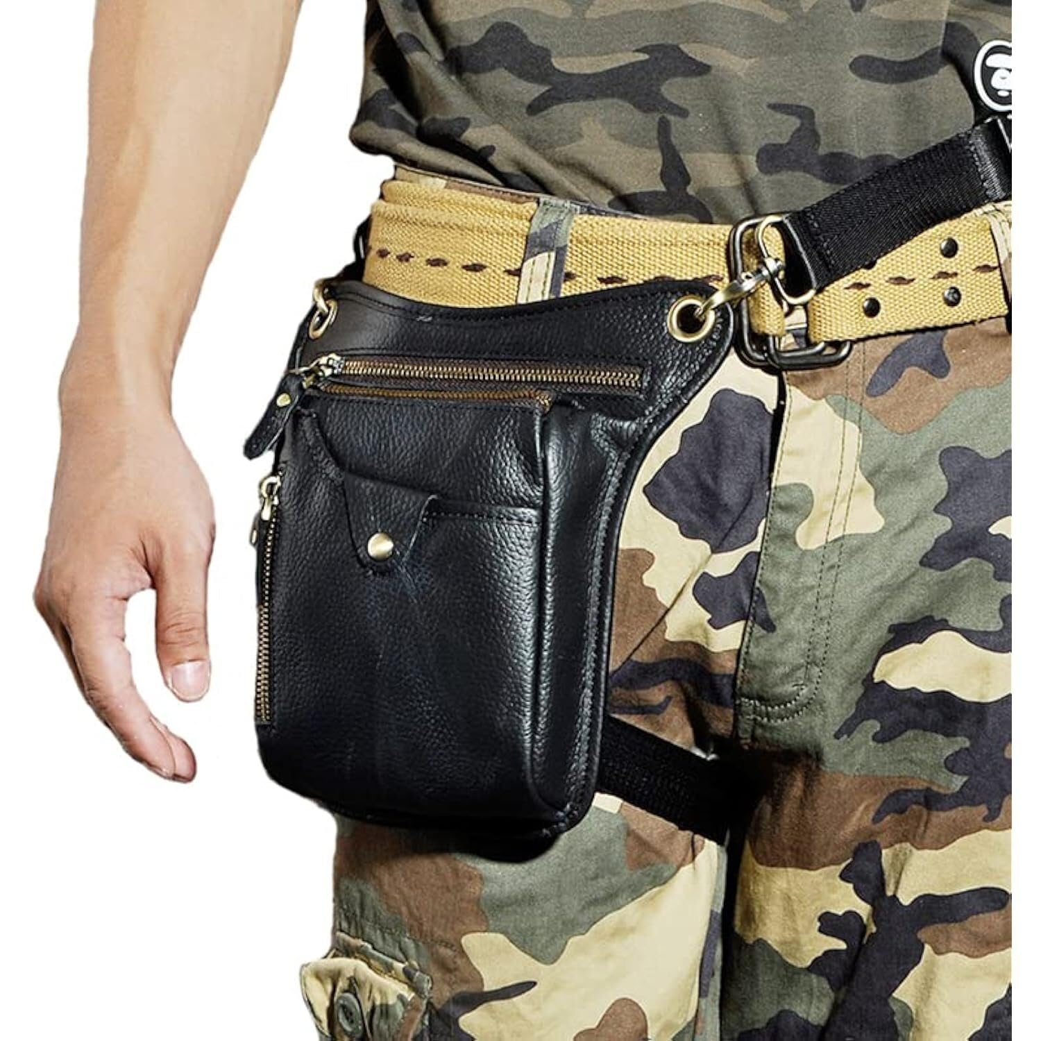 Marsupio Gamba Moto Borsa Da Gamba, Coscia In Vera Pelle Uomo In Di Vacchetta Motociclista A Tracolla for Cellulare(2)