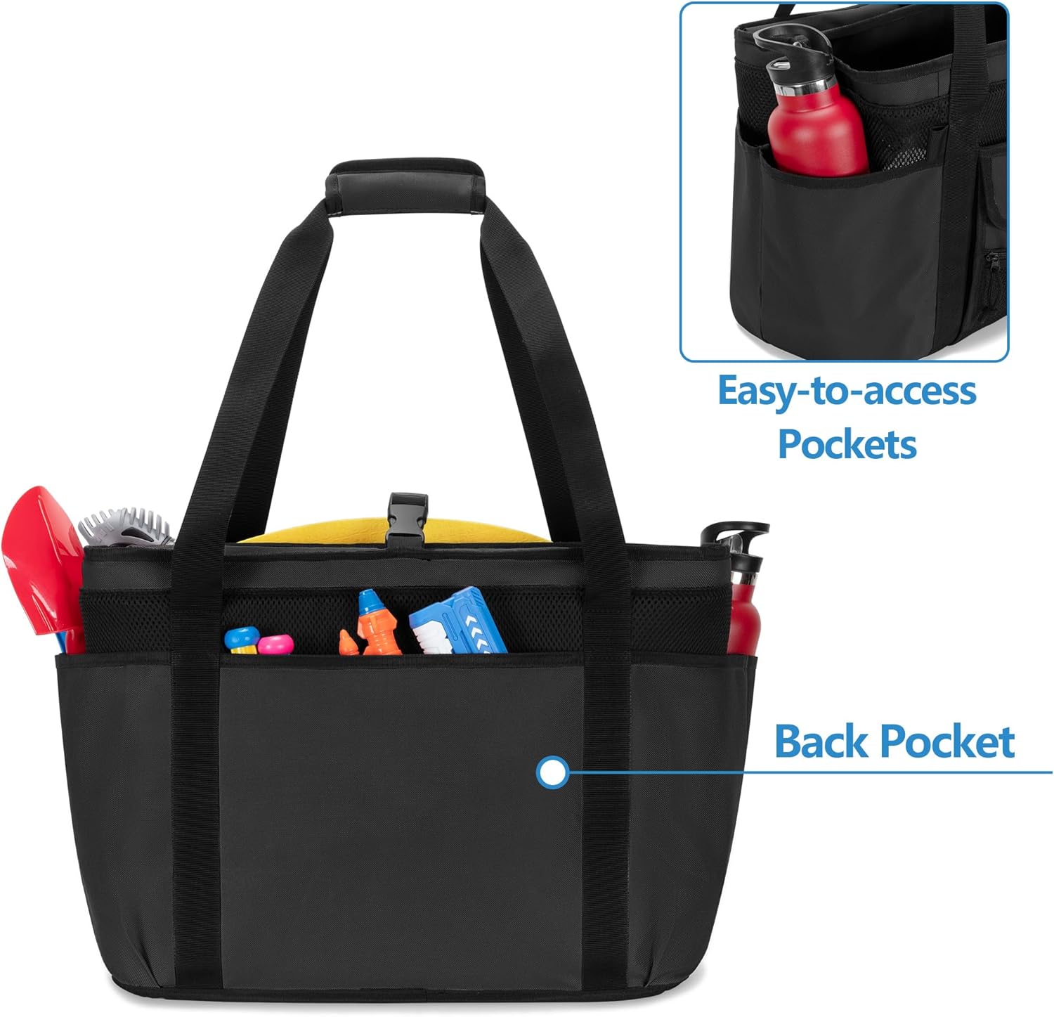 Fasrom XL Beach Tote Bag with Cooler Compartment, Large Mesh Beach Pool Bag with Wet & Dry Separation for Swim, Travel - Image 6