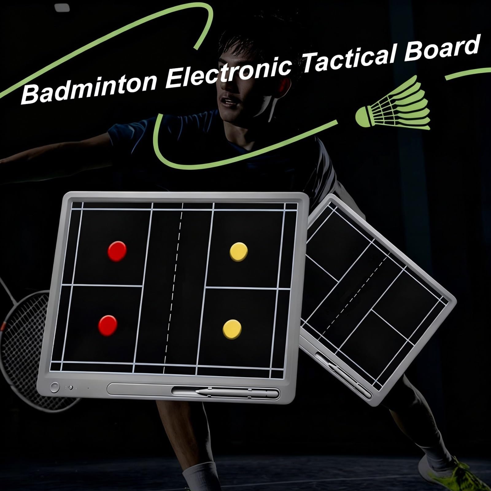 Tavoletta Tattica for Badminton LCD, Tavoletta Grafica Digitale Elettronica, con Penna Stilo e Borsa, Facile da Trasportare, Superficie di Scrittura Liscia, Cancella/Blocca