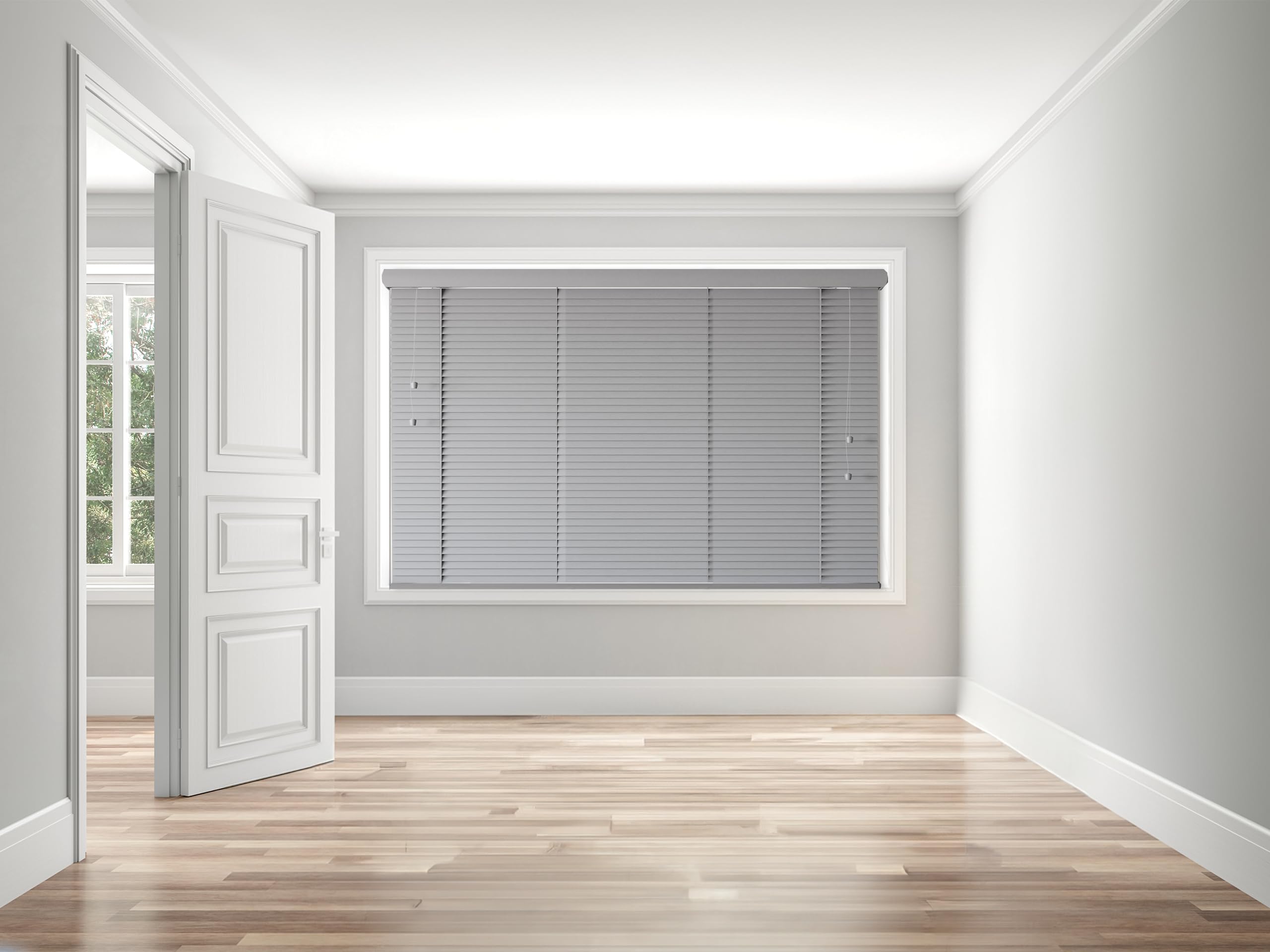 Real Wood Venetian Blind [Grey, 135cm Width x 200cm Drop, Tape]