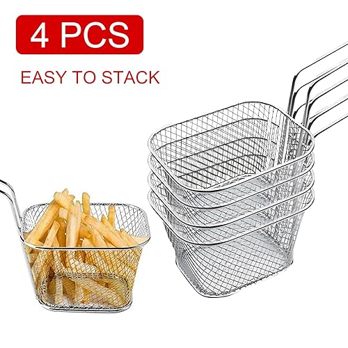 Miniatura 4 de 4 mini cestas cuadradas para papas fritas de 3.7 x 1.65 x 2 pulgadas, mesa Odowalker para servir papas fritas, cestas de papas fritas, escritorio,