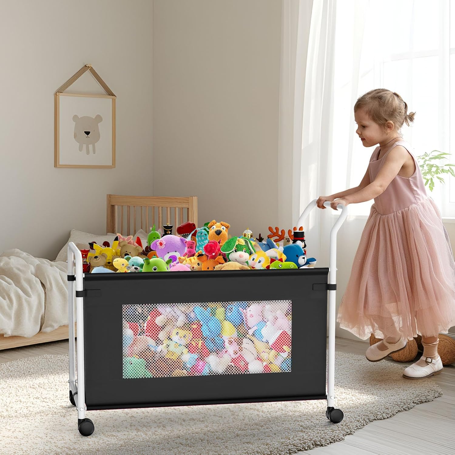 KEEGH Extra Large Toy Box for Kids with 360° Rotating Wheels, Heavy Duty Toy Chest for Boys and Girls, Toy Storage Organizer for Kids, Toy Bins for Living Room, Nursery, Bedroom(Black) - Image 3