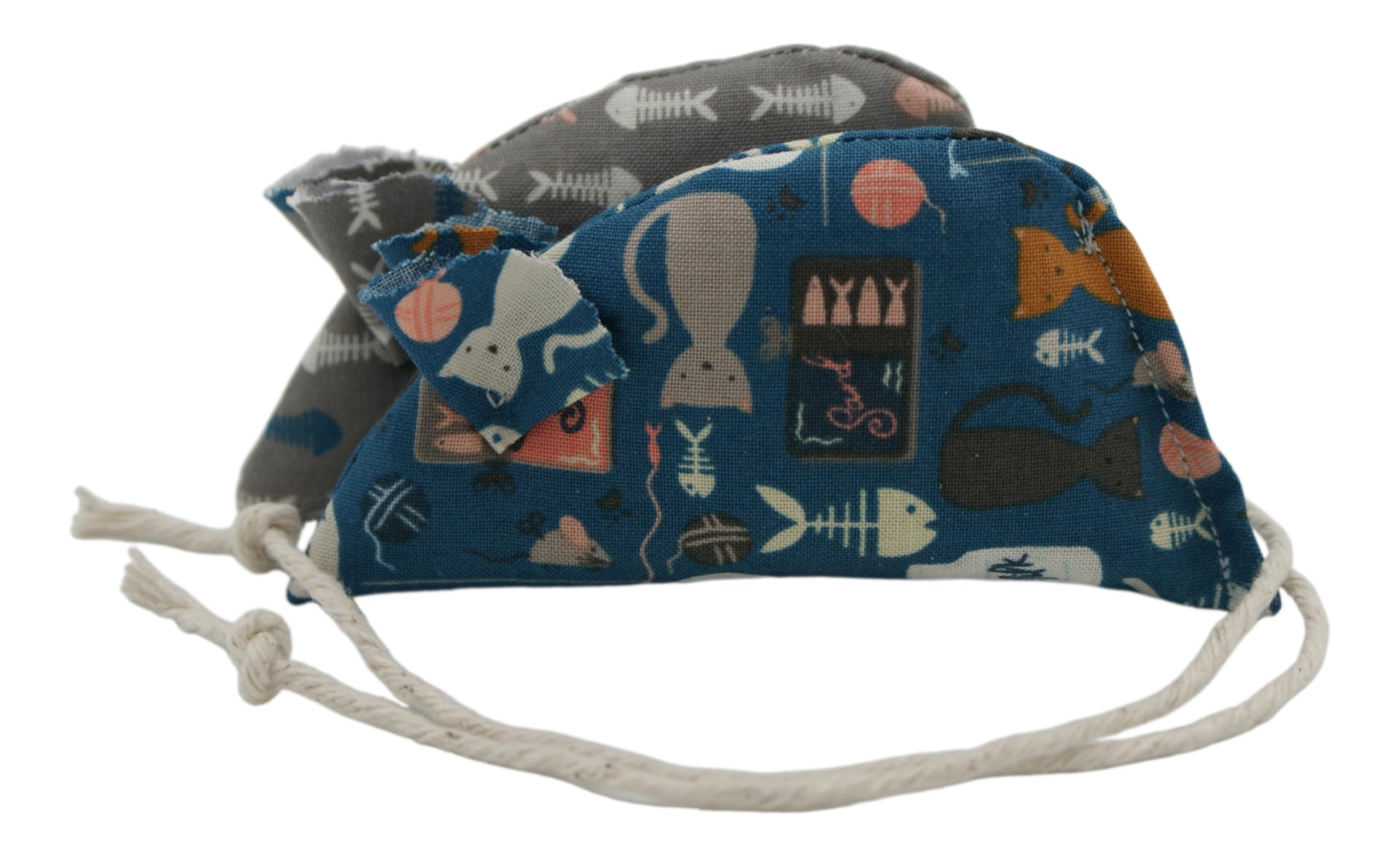 Molly's Mice Blue Favourites and Fishbones pack of 2 Catnip Mice