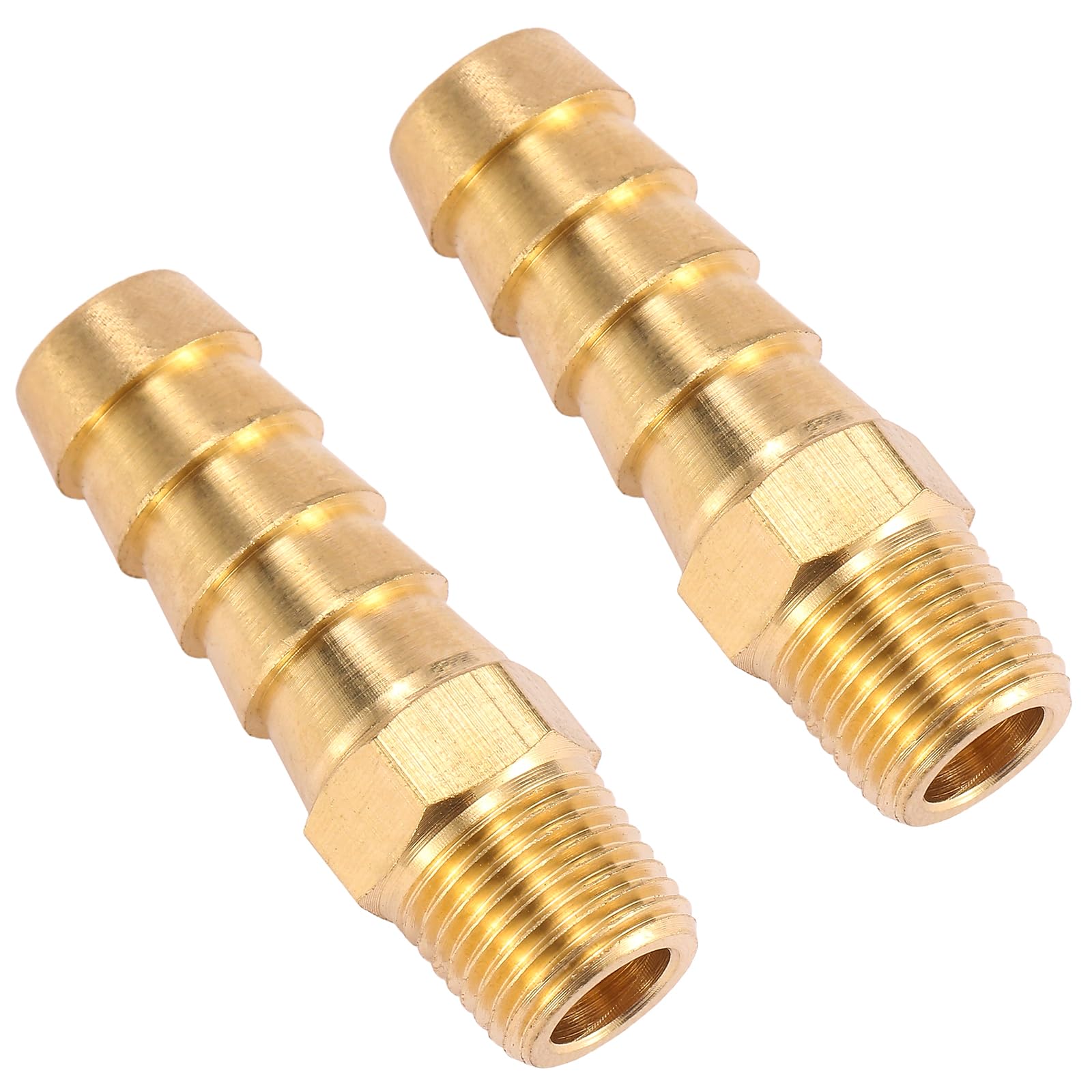 2 Pack Brass Hose Fitting, Adapter, 3/8" Barb x 1/8" NPT Male Pipe