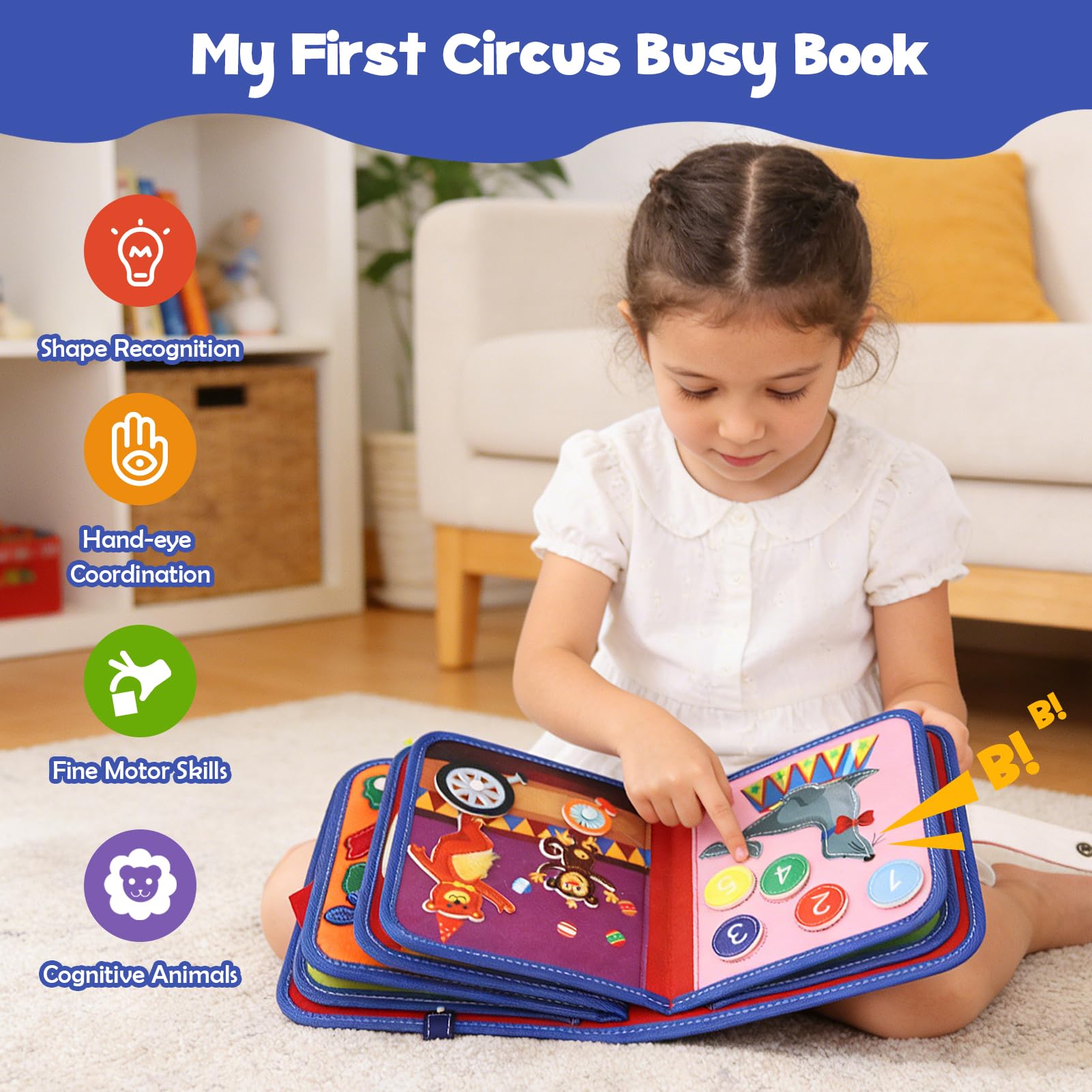 Busy Book Montessori Giocattolo 1 anno in su, Quiet Book Baby, Busy Board interattivo, Libro in feltro Educazione precoce viaggi Giocattolo Auto e aereo,sviluppo motorio Regalo compleanno Natale