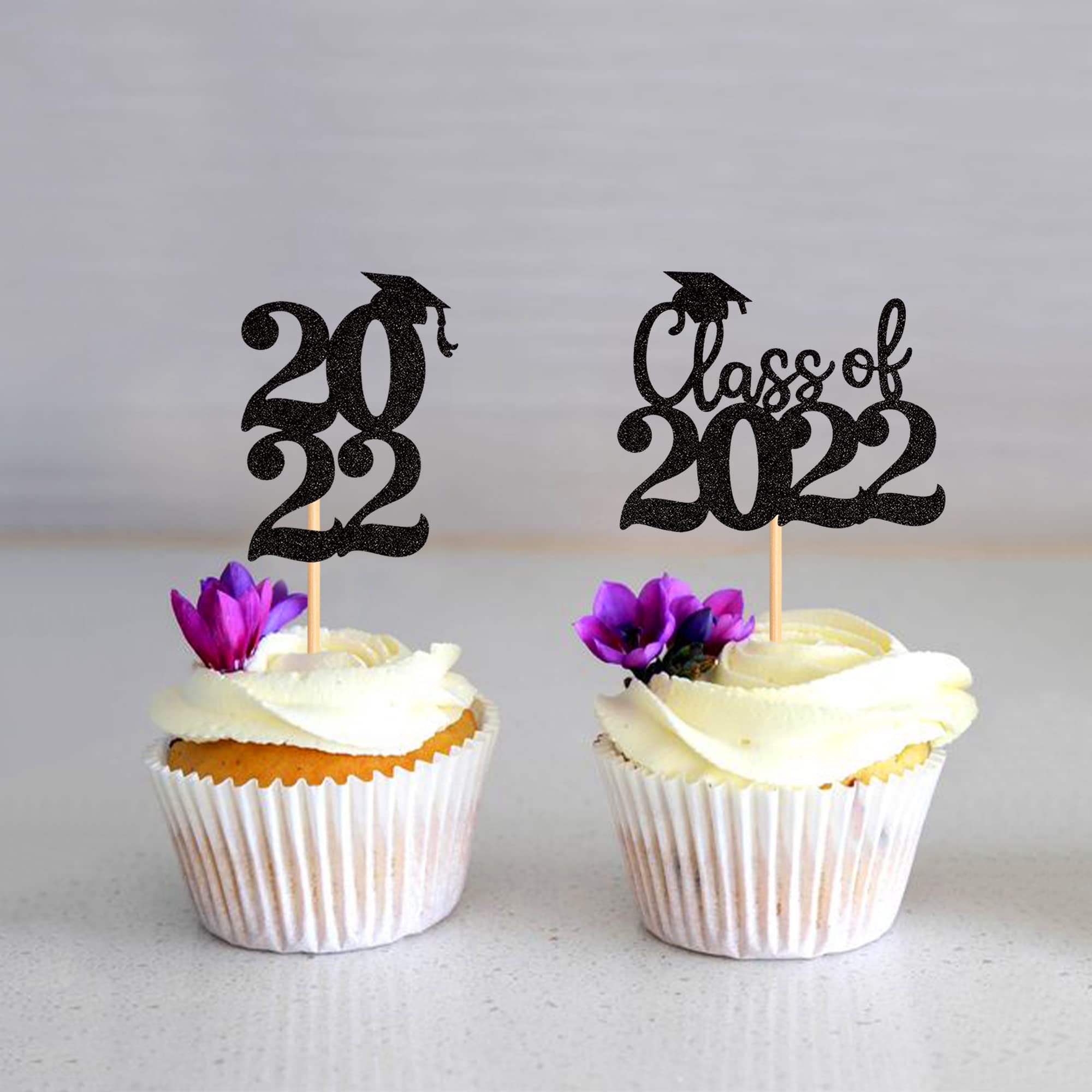 Ercadio Cupcake Topper Für Abschlussfeier 2022 – Glitzernde Deko Für Kuchen & Desserts