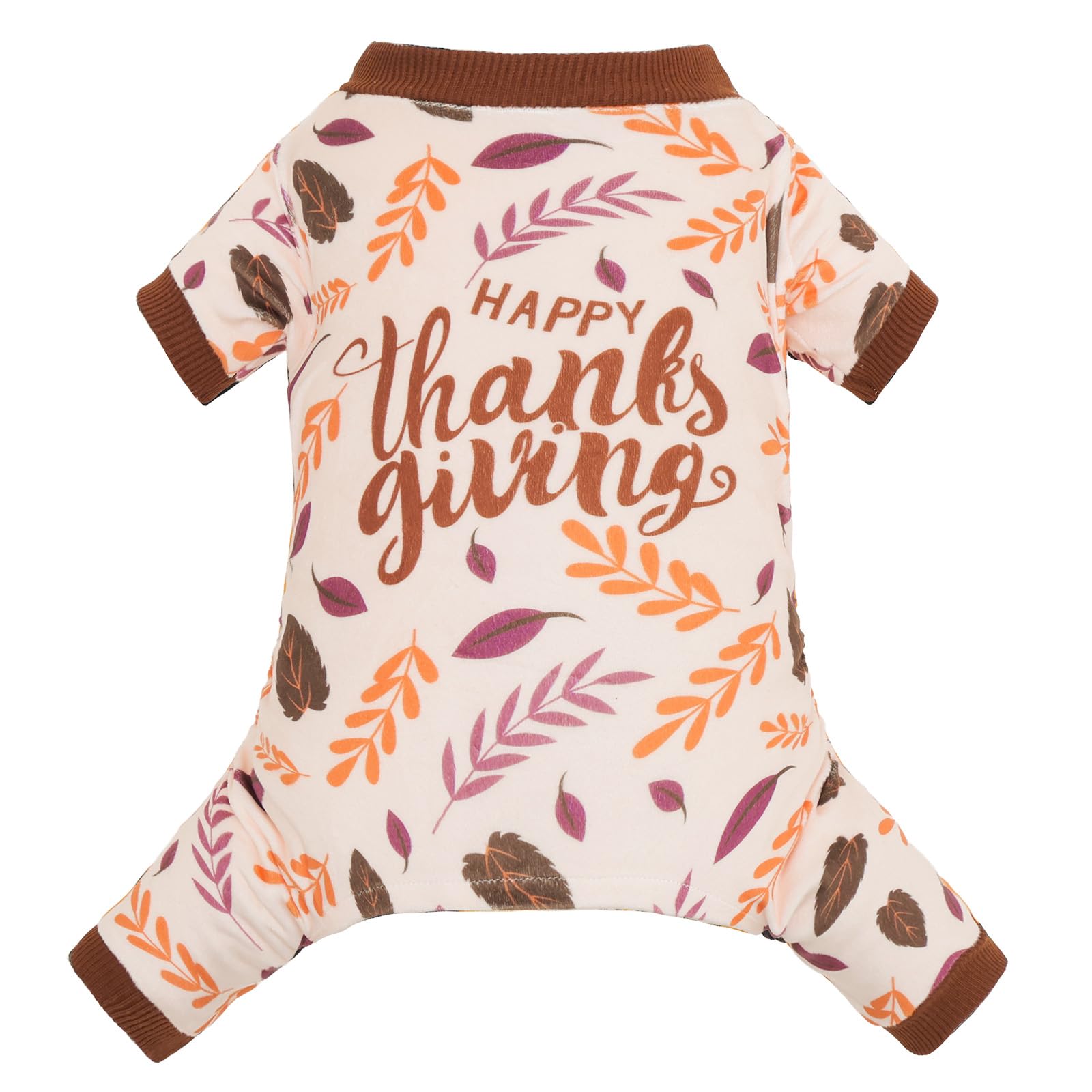 CuteBone Small Dogs Outfit Soft Puppy Onesies Pjs Thanksgiving Dog Pajamas Pet Coat Cat Apparel Comfy Doggie Jumpsuit Bodysuit for All Seasons P353L