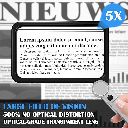 Miniatura 2 de Lupa para leer, lupa grande de página completa 5X, 74 LED, luz fría y cálida con 3 modos, lupa plegable de mano iluminada, regalo para personas