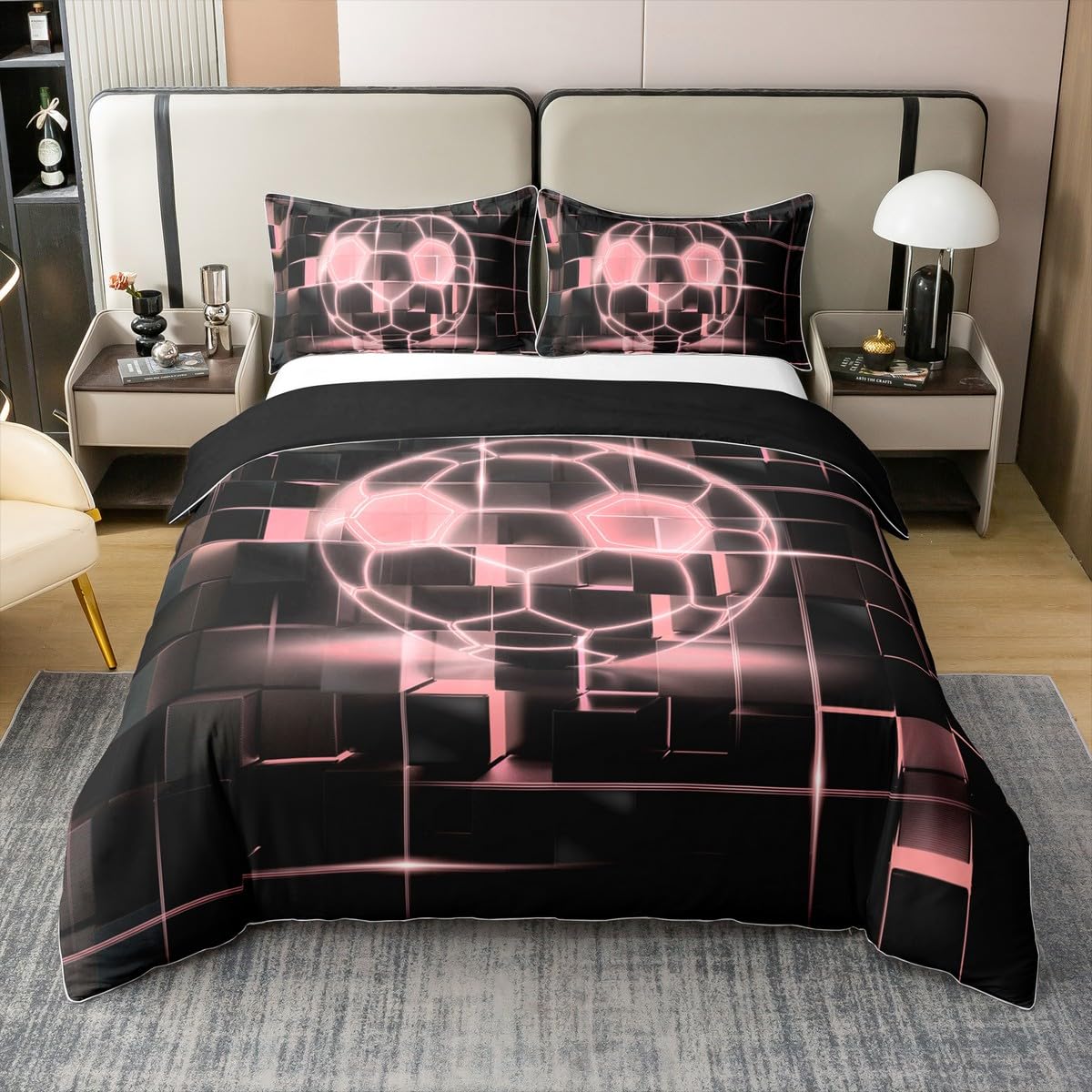 Parure de lit garçons football au néon pour une chambre d'ado dynamique