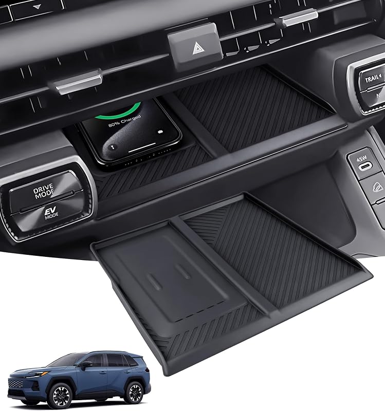 Tapete Protetor de Silicone para Carregador sem Fio do Console Central Toyota RAV4 2026 Katorn, Preto