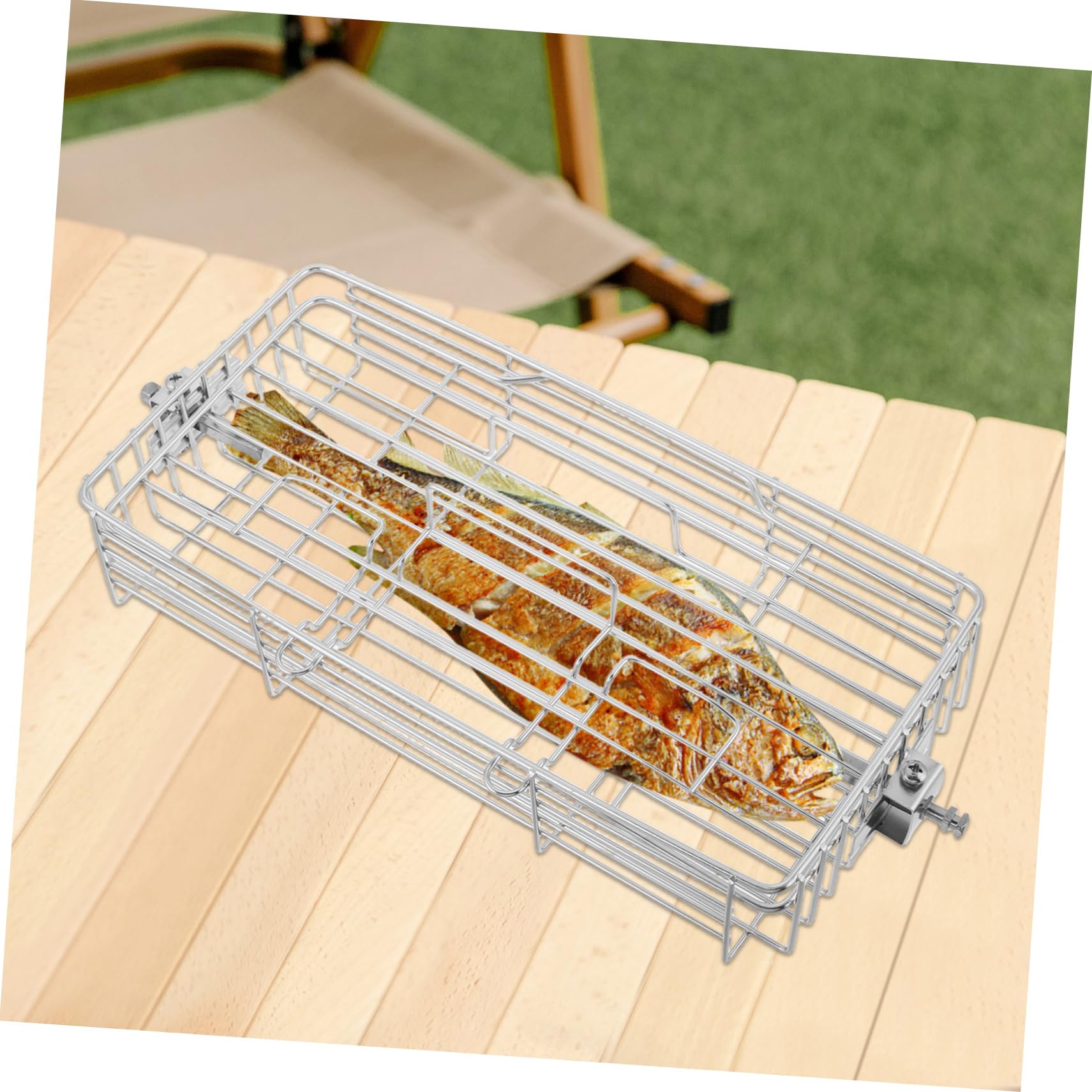 Przenośne obrotowe akcesoria do grilla rybnego – grill na zewnątrz i kemping klatka na rożen skrzydełka z kurczaka ryby, mięso i warzywa, idealne narzędzie do grillowania dla wczasowiczów