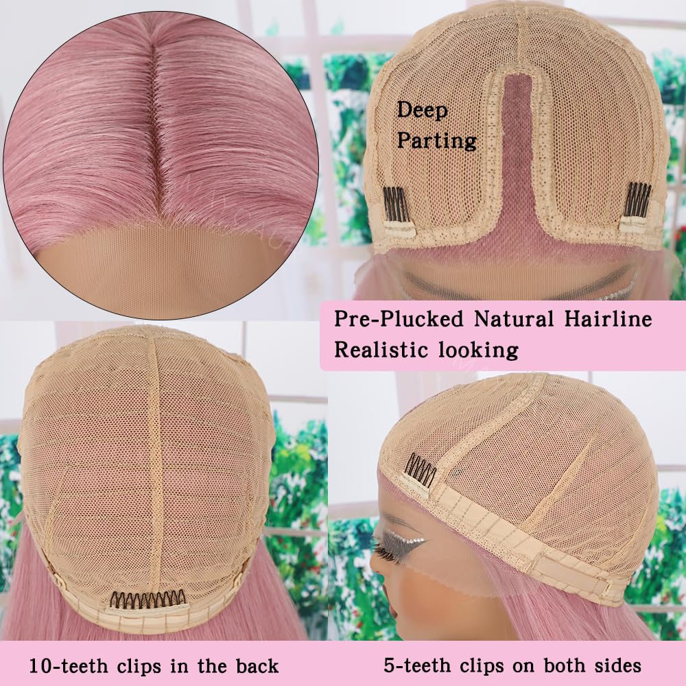 Amazon.com : Maycaur 30 Inch Pink Hair Synthetic Lace Front Wigs