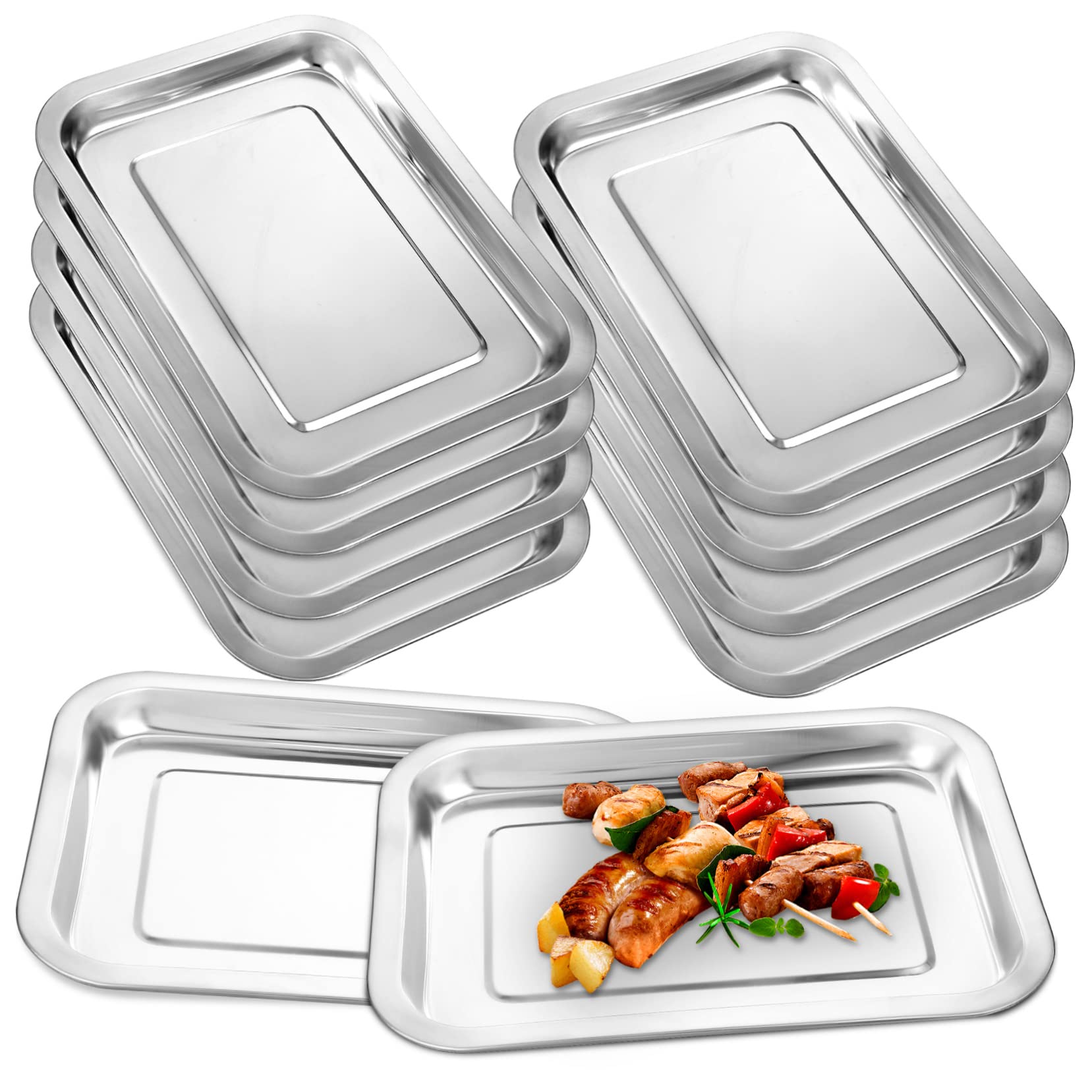 SHOWERORO 10stücke Teiliges Antihaftbeschichteten Edelstahlbackblechen Vielseitig Einsetzbar Als Backform Servierplatte Für Camping Bbq Picknick Party