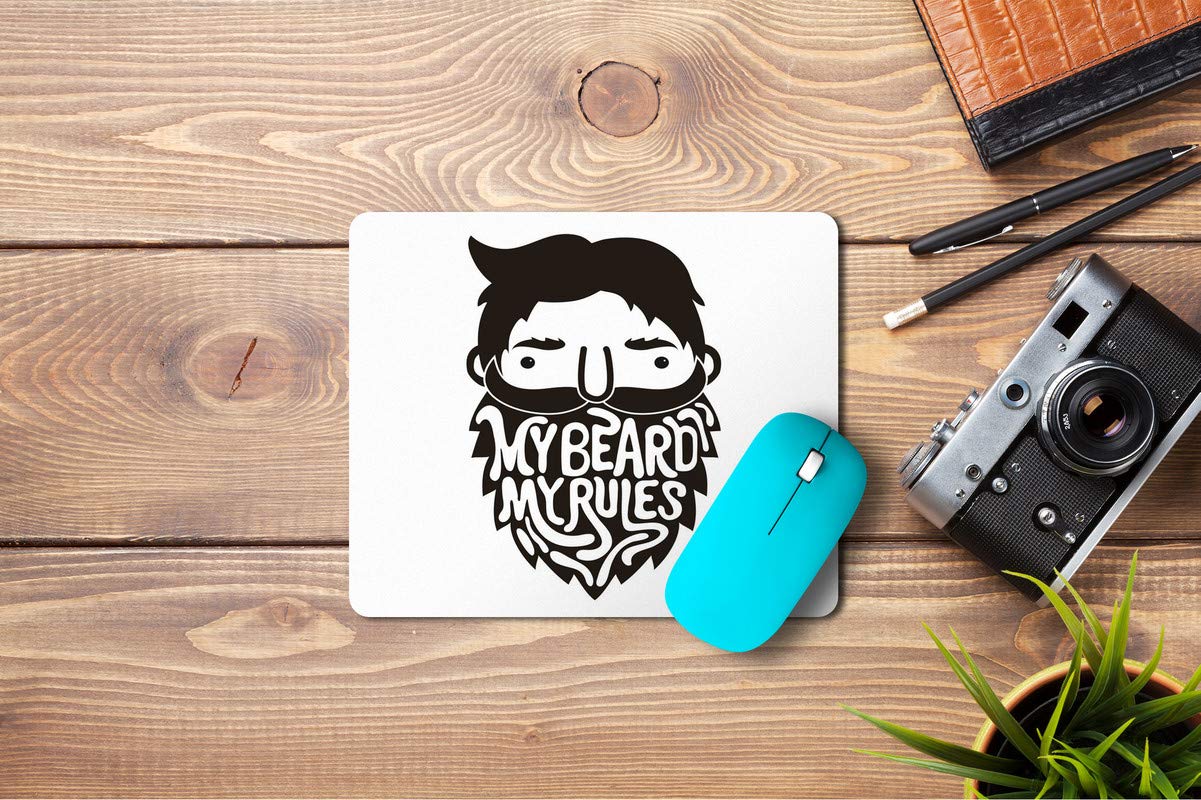 5 Ace My Beard My Rules Printed Designer Premium Rubber Base Mouse pad for Laptop|Dekstop-7x8.5 Inches