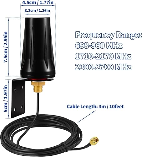 Miniatura 4 de Bingfu 4G LTE al aire libre montaje en pared antena impermeable SMA macho antena compatible con Verizon AT&T T-Mobile Sprint 4G LTE router gateway