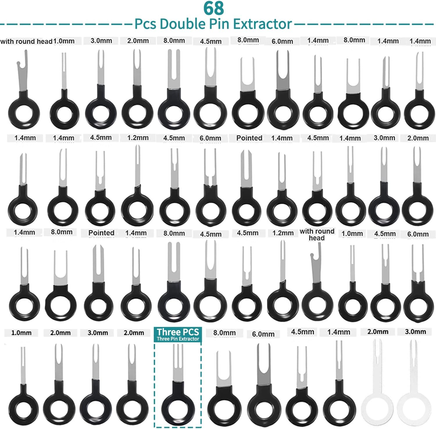 Terminal Removal Tool Kit,140 Pcs pin Terminal Extractor Kit for Car,Wire Connector Pin Release Key Extractor Tools Set for Most Connector Terminal with a Protective Bag