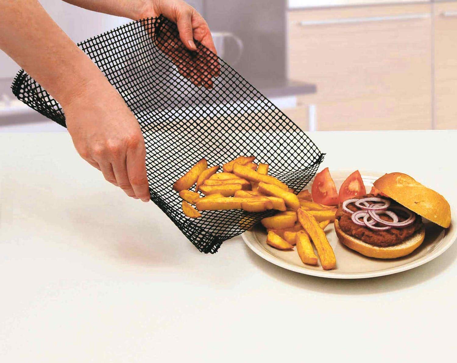 Chip Basket, Multipurpose Baking Tray - Teflon Coated - Croissants, Pizza, Chips etc : GWCMAT0073