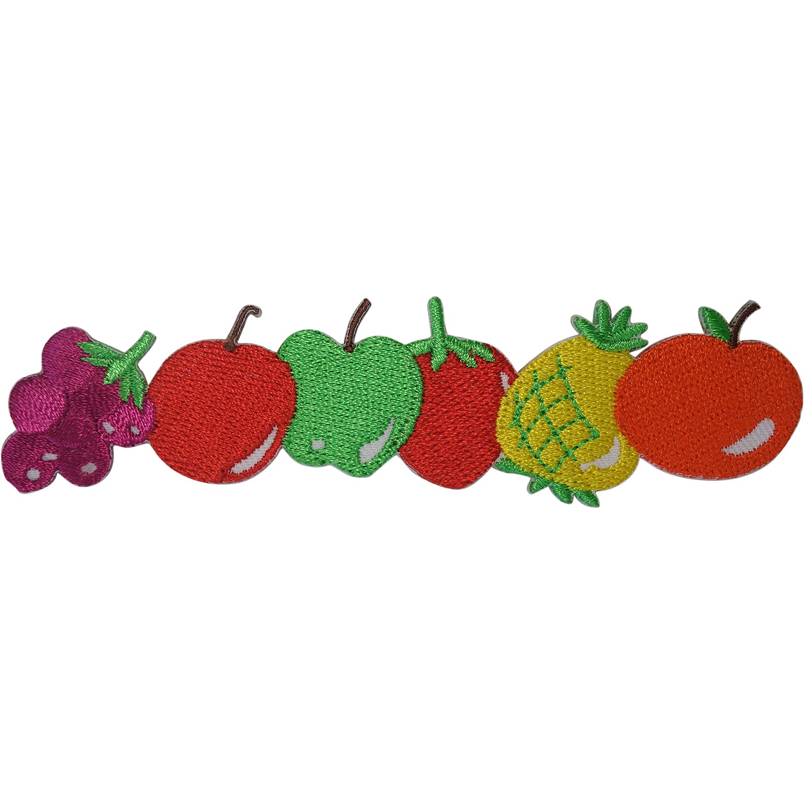 ELLU Fruit Vegetables Patch Iron Sew On Pineapple Apple Strawberry Embroidered Badge