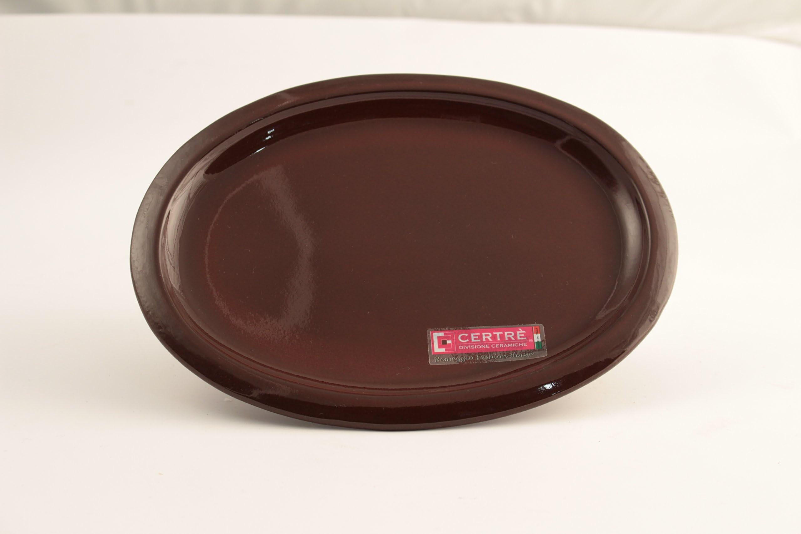 CERTRE Oval Ceramic Stoneware Saucer Art.S6000- cm.33x25x2h.- Colour Enamel Leather