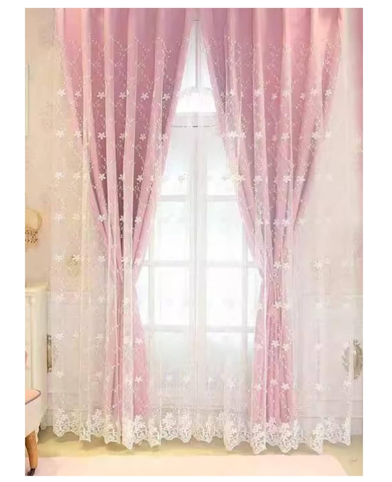 Rideaux salon occultants anti vis-à-vis rose aspect lin pour masquer la lumière