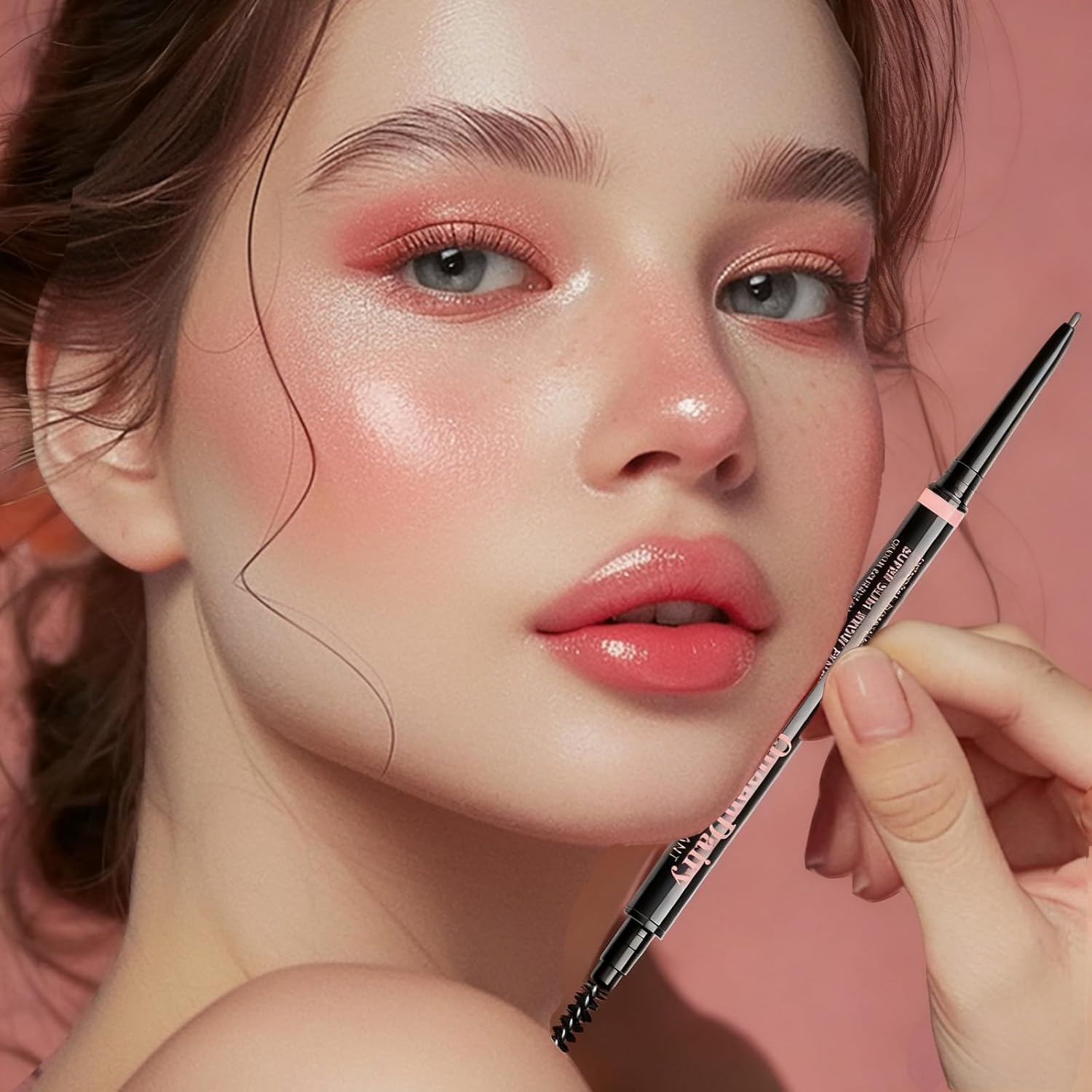 QueenDiary Ultra-Fine Tip Eyebrow Pencil, Shape & Define Eyebrow with Blending Spoolie Brush, Waterproof Brow Definer Long-Lasting & Smudge Resistant, Universal Shade for Natural Brows (Soft Brown)