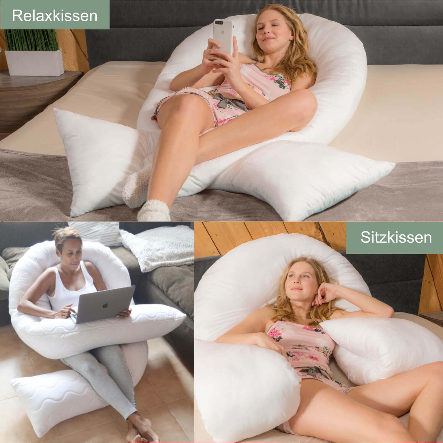 Traumreiter Seitenschläferkissen Visco M Wendekissen Memory Foam Orthopädisch Schwangerschaftskissen Stillkissen XXL Komfortkissen Bezug Perl Weiß Deluxe