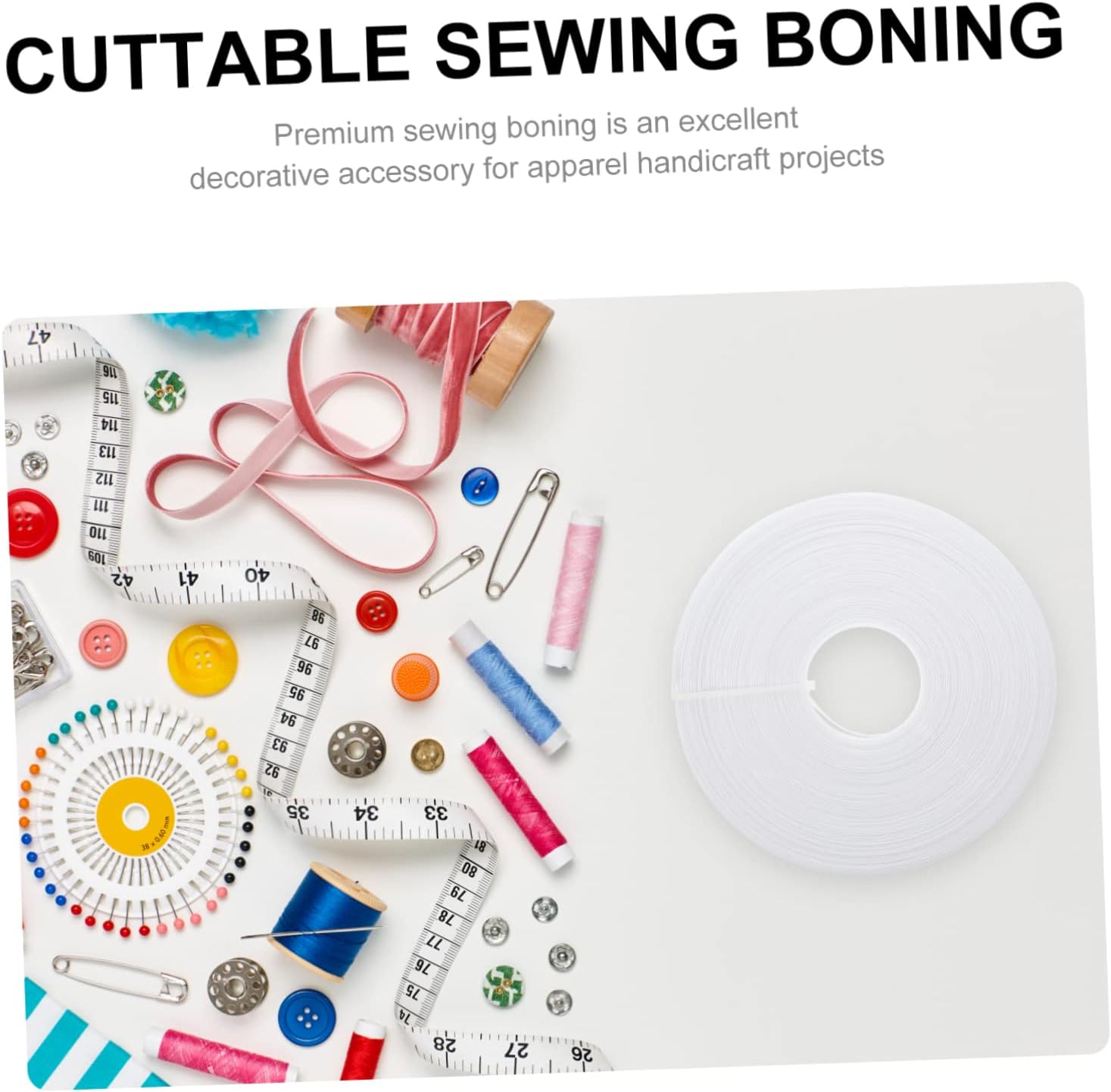 1roll Household Polyester Boning for Sewing Cuttable Multi-Function Dress Support White for Garment Shaping Corsets Swimwear and DIY Crafts