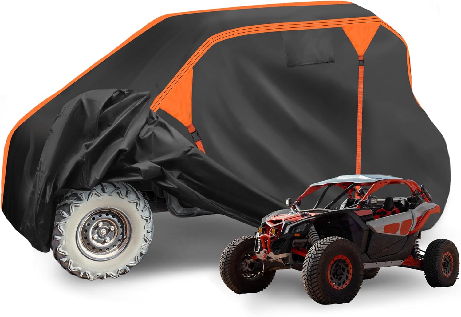 X AUTOHAUX UTV Cover for Can-am MAVERICK X3 MAX for DS TURBO Waterproof Side by Side Cover Outdoor Sun Rain Storage Protection 210D-PU Black 420x165x167cm/165.35x64.96x65.75in