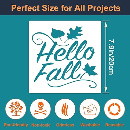 Miniatura 2 de Plantillas de otoño de 9 piezas, plantillas de otoño de plástico reutilizables para decoración de granja, pintura en paredes, madera, telas, vidrio,
