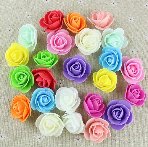 Miniatura 3 de 50 cabezas de rosas artificiales de 1.2 pulgadas para ramos de boda, centros de mesa, fiestas, baby shower, decoración de bricolaje, color al azar