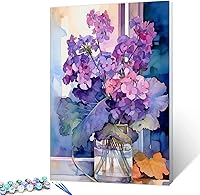 Vista 15 de Tucocoo Kits de pintura de girasoles por números con pinceles y pigmento acrílico sobre lienzo para adultos, acuarela abstracta floral