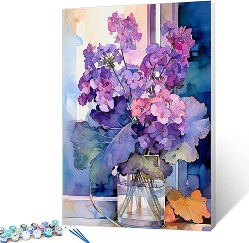 Miniatura 15 de Tucocoo Kits de pintura de girasoles por números con pinceles y pigmento acrílico sobre lienzo para adultos, acuarela abstracta floral