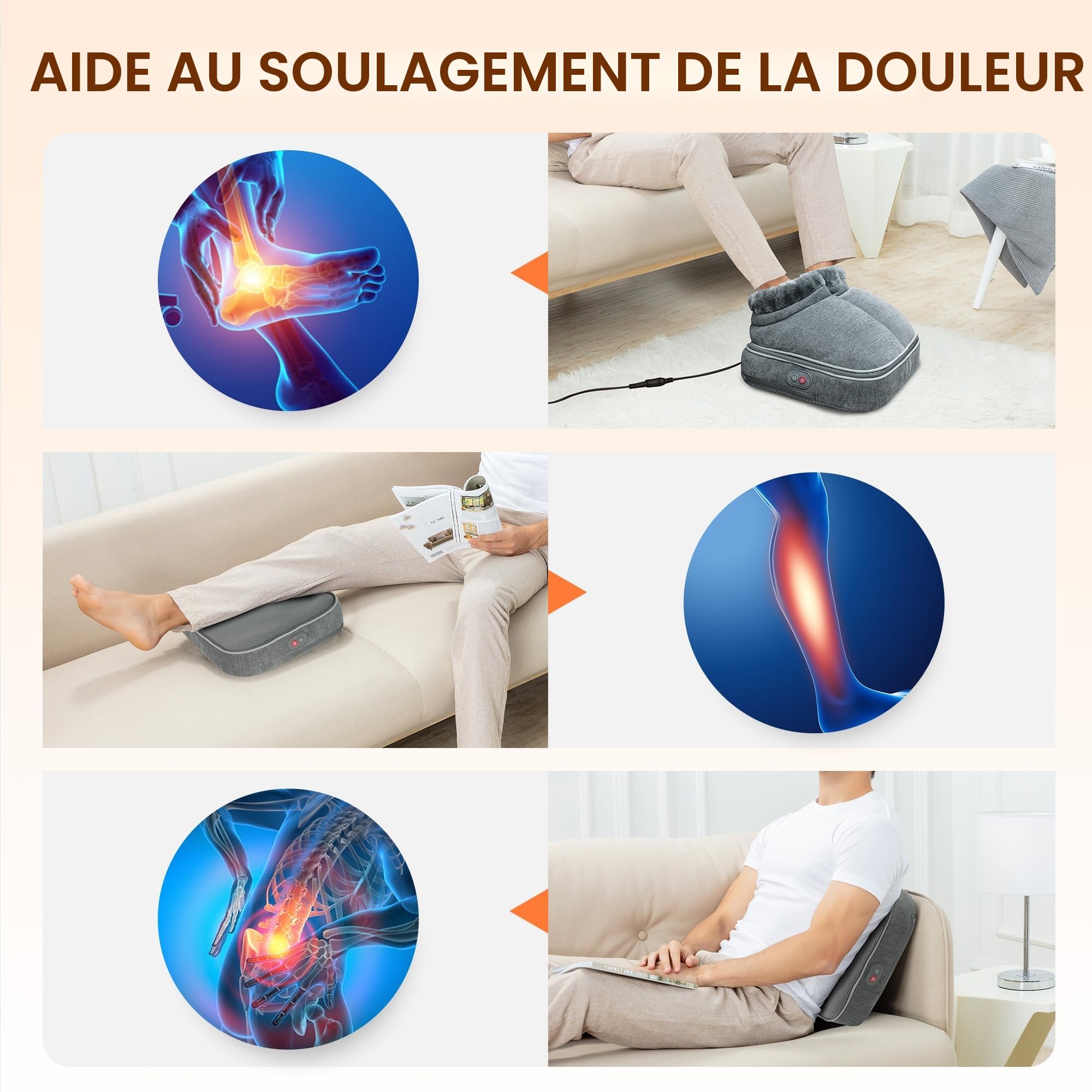 Snailax Amélioré Masseur de Pieds Shiatsu avec chaleur, Masseur de Pieds électrique avec télécommande, Réchauffe-Pieds avec 2-en-1 Kneading Fussmassage, cadeaux pour hommes/femmes