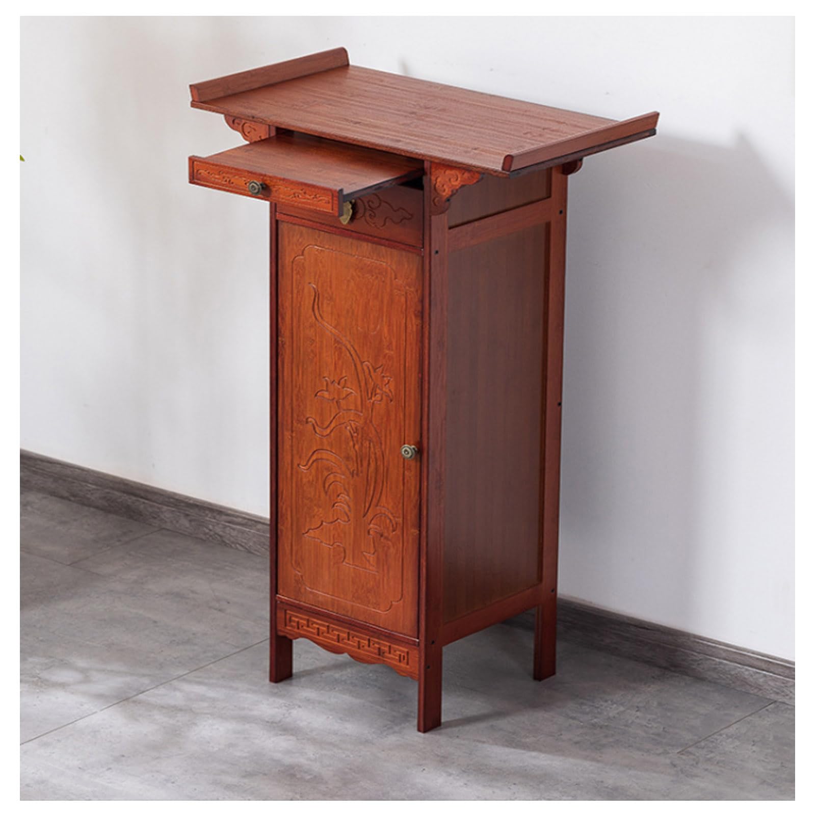 Table d'autel bouddhiste en bois noble pour sanctuaire élégant