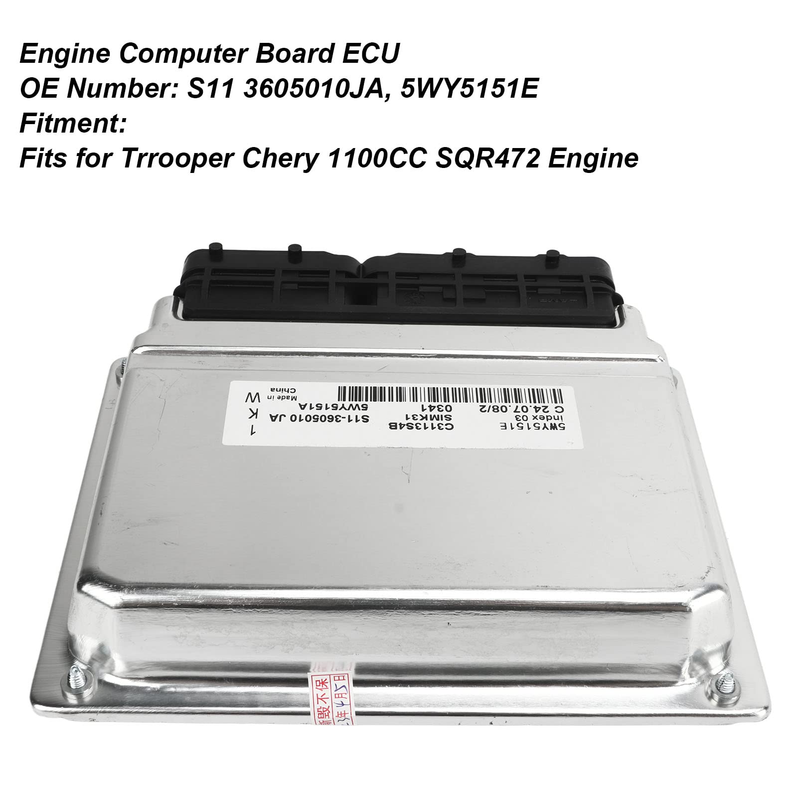 Panneau de Contrôleur D'ordinateur de Moteur, unité de Commande ECU S11 3605010JA ECU ECM Carte de Module de Commande électronique pour Trooper Chery SQR472 Carte